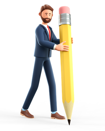 Creative Businessman working on business idea  3D Illustration