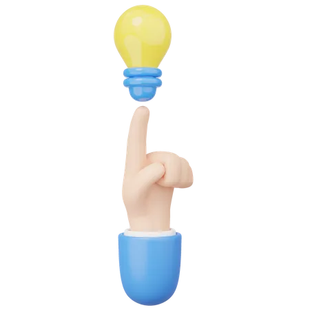3 D Yellow Light Bulb Floating In Hand On Transparent Business Creative Idea Great Ideas Competition Brainstorm Thinking In Work Success Education Concept Cartoon Icon 3 D Render Illustration 3D Icon