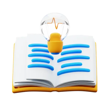 Open Book With Light Bulb Idea For Wisdom Knowledge Education Concept 3 D Icon Illustration Render Design 3D Icon