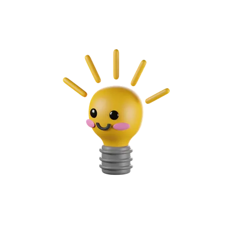 3 D Render Of Cute Bulb Icon 3D Icon