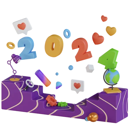 Creative New Years 2024  3D Illustration