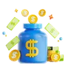 Creative Savings Jar with Money Symbols and Coins