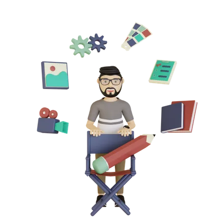 Creative Worker  3D Illustration