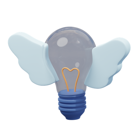 Creativity Idea Lamp Bulb With Wings  3D Icon