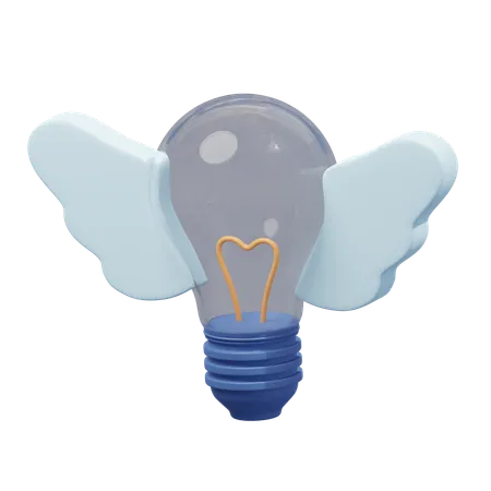 Creativity Idea Lamp Bulb With Wings  3D Icon