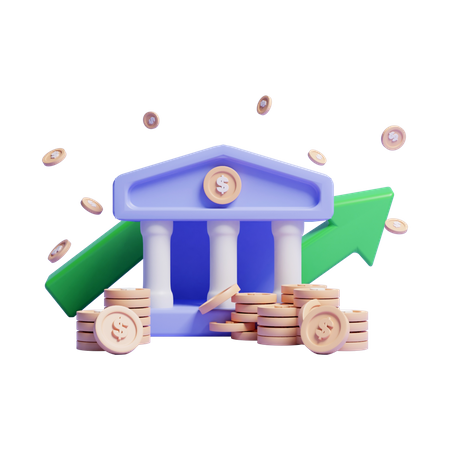 Crecimiento bancario  3D Icon