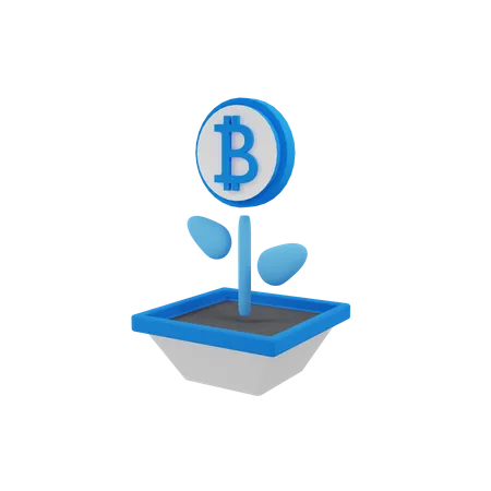 Crecimiento de bitcoin  3D Illustration