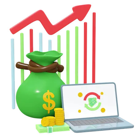 Crecimiento de la inversión financiera  3D Icon
