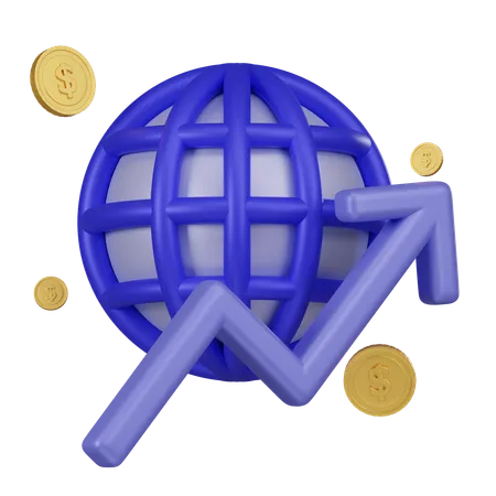 Crecimiento de la economía mundial  3D Icon