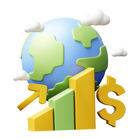 Crecimiento de la economía mundial  3D Icon