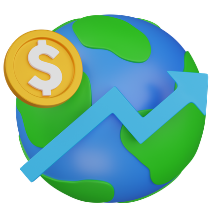 Crecimiento de la economía mundial  3D Icon