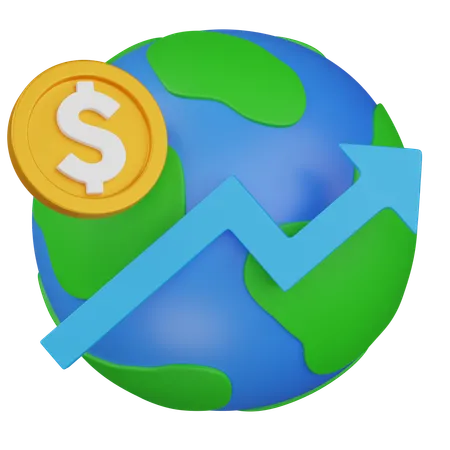 Crecimiento de la economía mundial  3D Icon