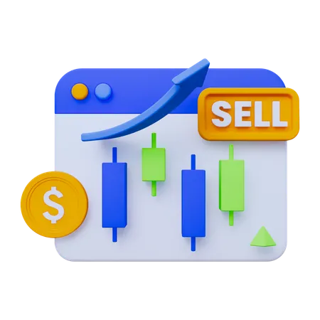 Crecimiento de ventas en línea  3D Icon