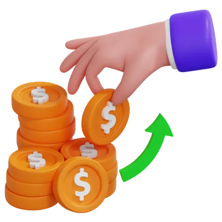 Crecimiento del dinero de la mano  3D Icon