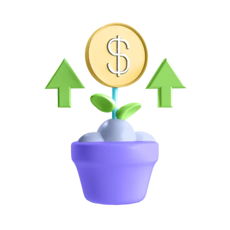 Crecimiento del dólar  3D Illustration