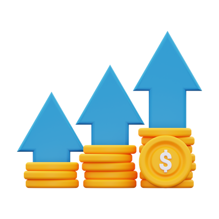 Crecimiento del dólar  3D Icon