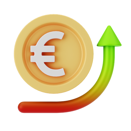 Crecimiento del euro  3D Icon