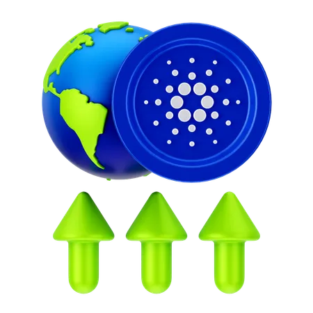 Crecimiento global de Cardano  3D Icon