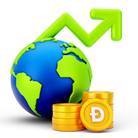 Crecimiento global de Dogecoin  3D Icon