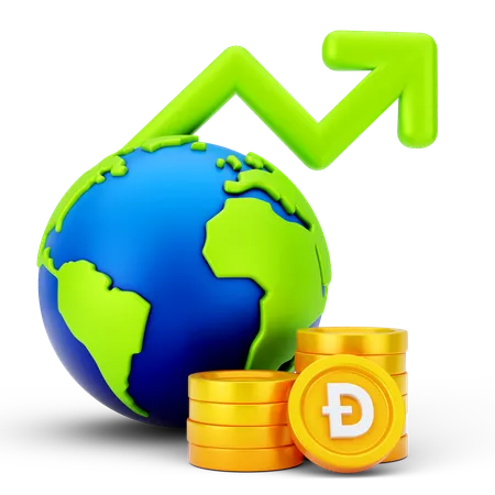 Crecimiento global de Dogecoin  3D Icon