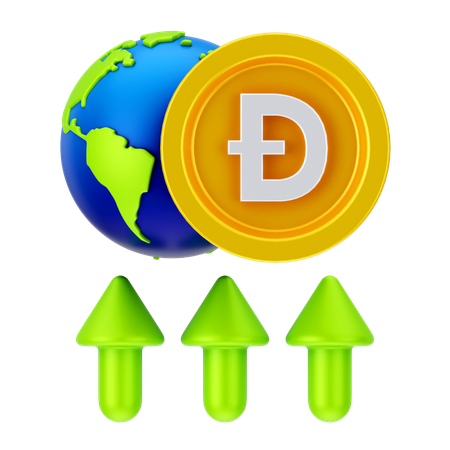 Crecimiento global de Dogecoin  3D Icon