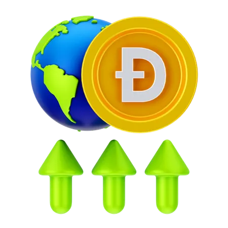 Crecimiento global de Dogecoin  3D Icon