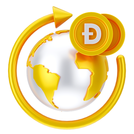 Crecimiento global de Dogecoin  3D Icon