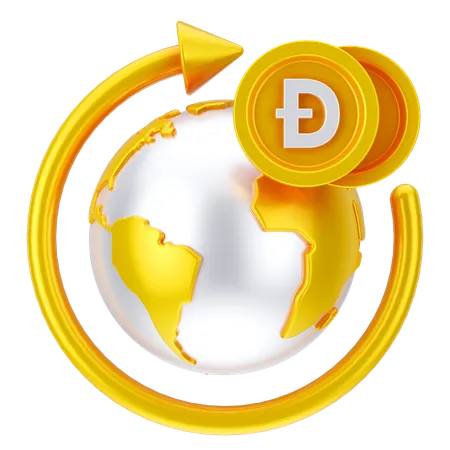 Crecimiento global de Dogecoin  3D Icon