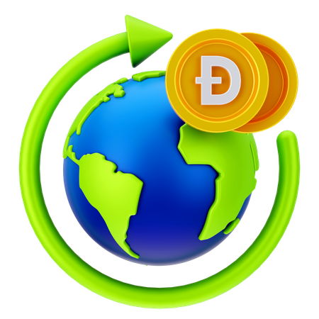 Crecimiento global de Dogecoin  3D Icon