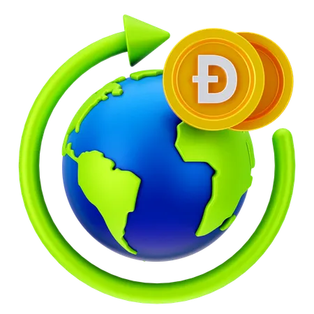 Crecimiento global de Dogecoin  3D Icon