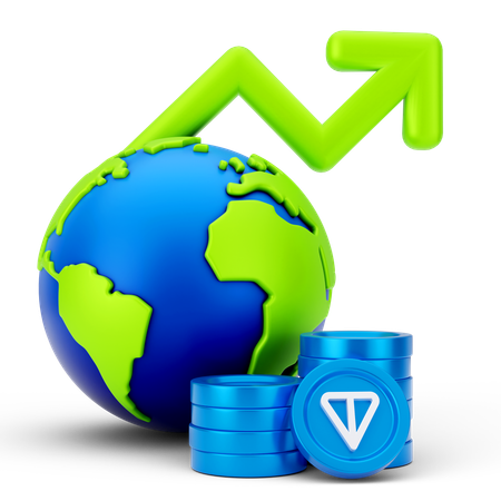 Crecimiento global de la moneda de tonelada  3D Icon