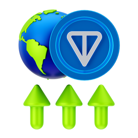 Crecimiento global de la moneda de tonelada  3D Icon