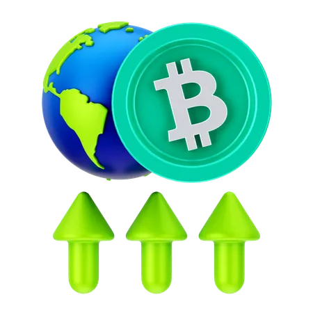 Crecimiento global del bitcoin  3D Icon