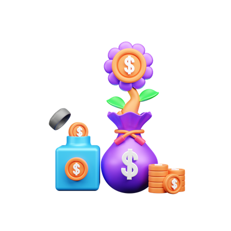 Crecimiento del dinero  3D Icon