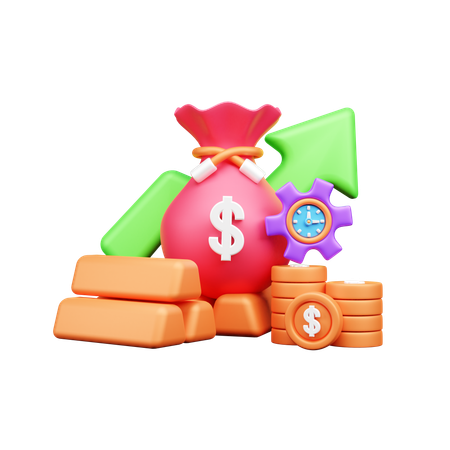 Crecimiento del dinero  3D Icon