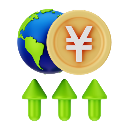 Crecimiento de la moneda mundial  3D Icon