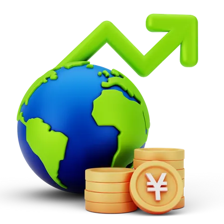 Crecimiento de la moneda mundial  3D Icon