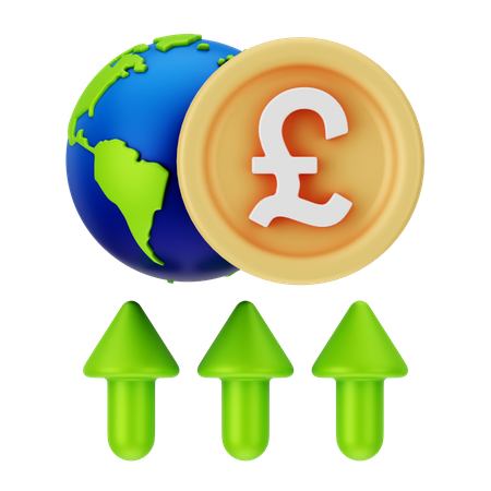 Crecimiento de la moneda mundial  3D Icon