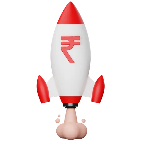 Cohete económico de rupias de crecimiento  3D Icon