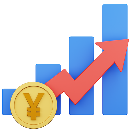 Crecimiento del dinero del yen  3D Icon