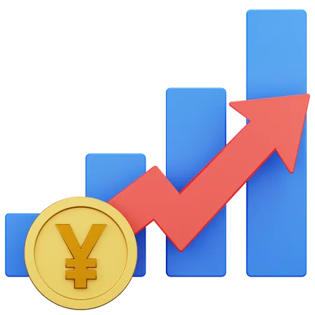 Crecimiento del dinero del yen  3D Icon