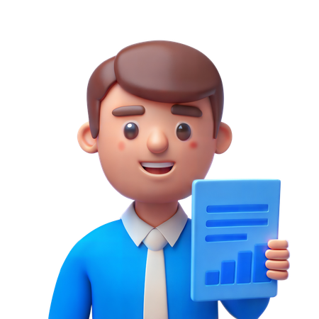 Credit Analyst with Report  3D Icon