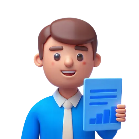 Credit Analyst with Report  3D Icon