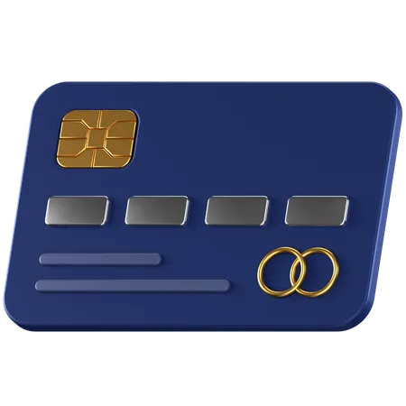3 D Icon Of A Blue Credit Card With Silver And Gold Details 3D Icon