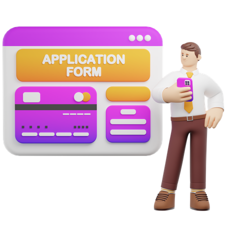Credit Card Application  3D Illustration