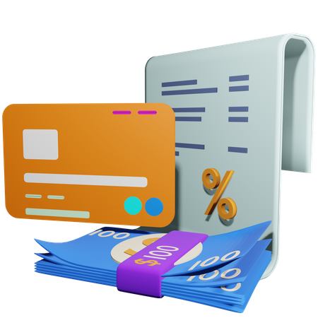 Credit Card Bill  3D Illustration