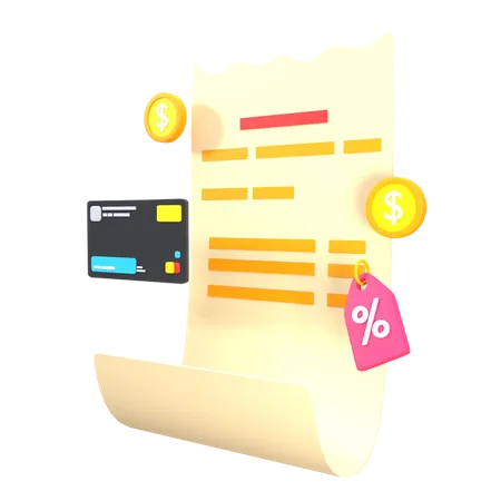 Credit Card Bill  3D Illustration