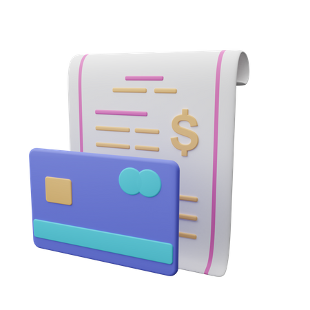 Credit card bill 3D Illustration