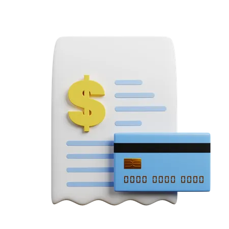 3 D Illustration Of Payment Concept Receipt With Dollar Icon And Credit Card 3D Illustration