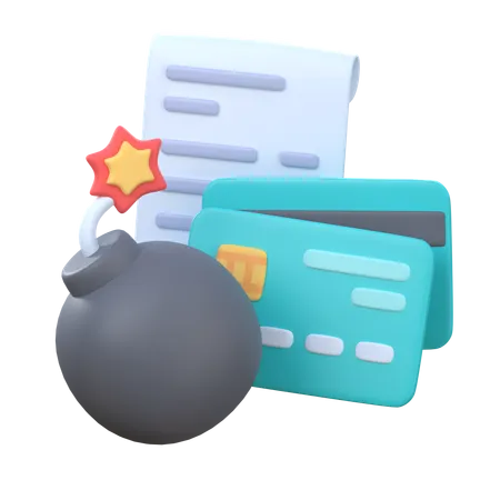 Time Bomb With Credit Card Bill Concept For Charging Extravagant Spending 3D Icon